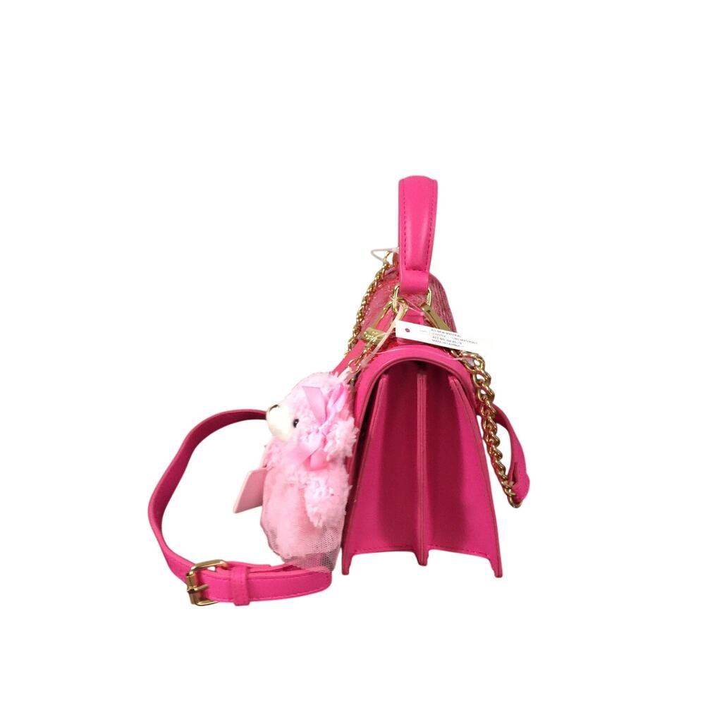 Betsey Johnson XOMYLO 2 Teddy Bear Charm Crossbody Bag Pink Sequin NWT - Picture 6 of 14